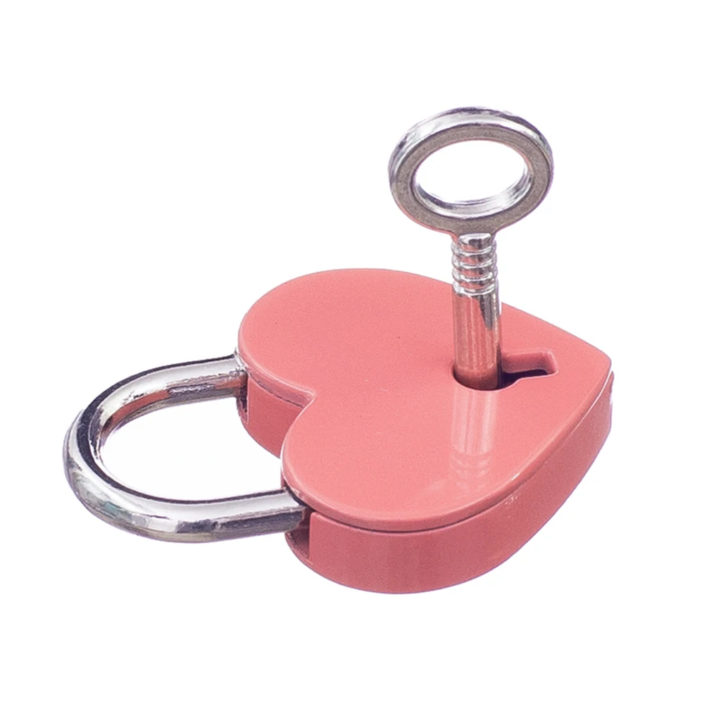 

Old Vintage Antique Style Small Padlock Heart Shaped With Keys-Pink
