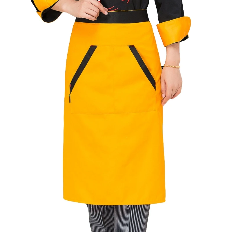 Yellow Новая мужская униформа шеф-повара, женские куртки шеф-повара с длинным рукавом, одежда для ресторана, кухни, рабочая одежда, униформа повара, одежда повара - Цвет: Yellow
