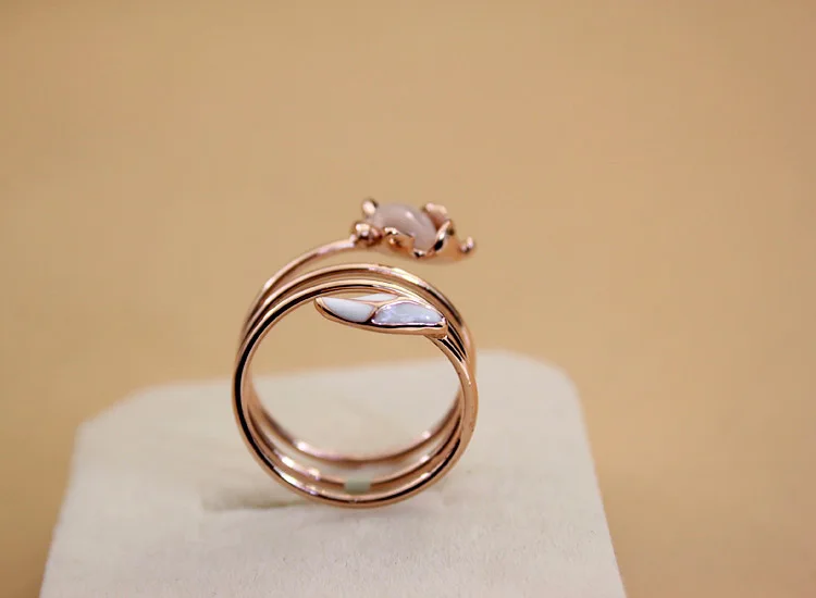 Милое женское кольцо с маленькой лисой в стиле бохо модное открытое обручальное