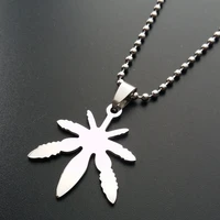 1 stainless steel canada jamaica hemp maple leaf african fallen leaves tree foliage leaves plant grass necklace gift jewelry