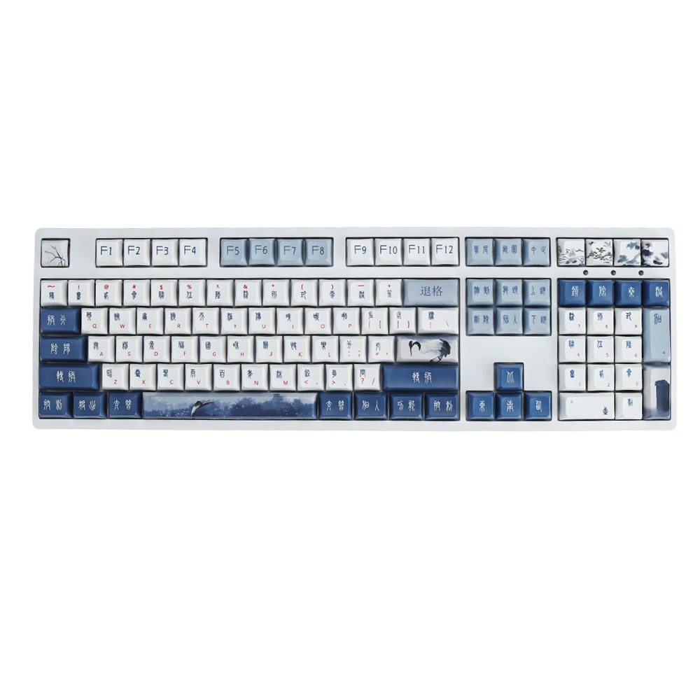 

XDA профиль 120 ключи Crane уплотнение ключ Кепки комплект PBT пятисторонняя сублимации ключевой Кепки s для 61/68/87/104/108 клавиши механические клавиа...
