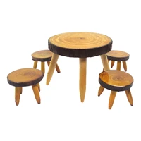 5pcs set 112 dollhouse miniature wooden furniture dining table chair dolls