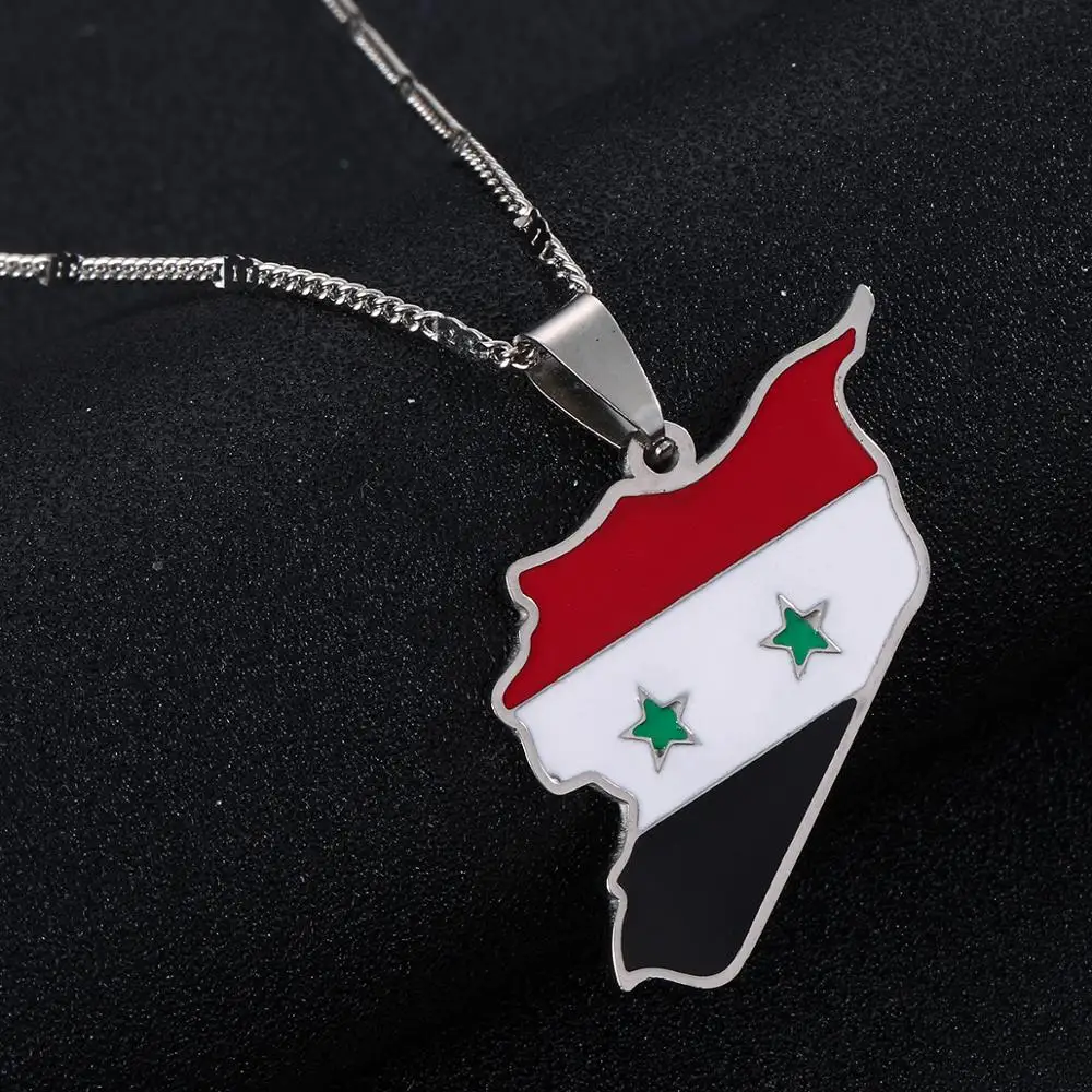 Модная нержавеющая сталь, карта США, кулон в форме флага, ожерелья, Syrians, карта, Женские Ювелирные изделия