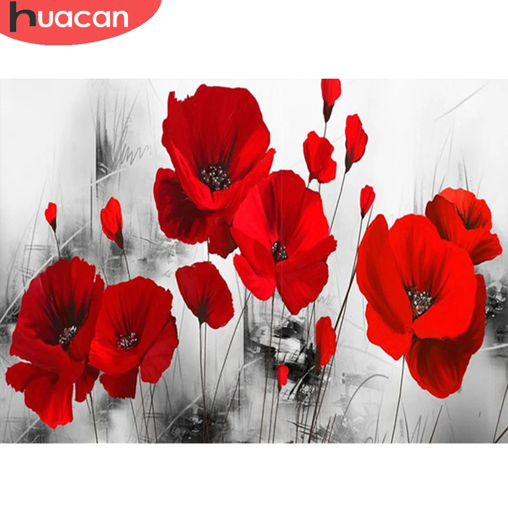 

HUACAN 5D Diamond Painting Kits Poppy Home Decoration Diamond Embroidery Mosaic Flowers Cross Stitch Wall Stickers