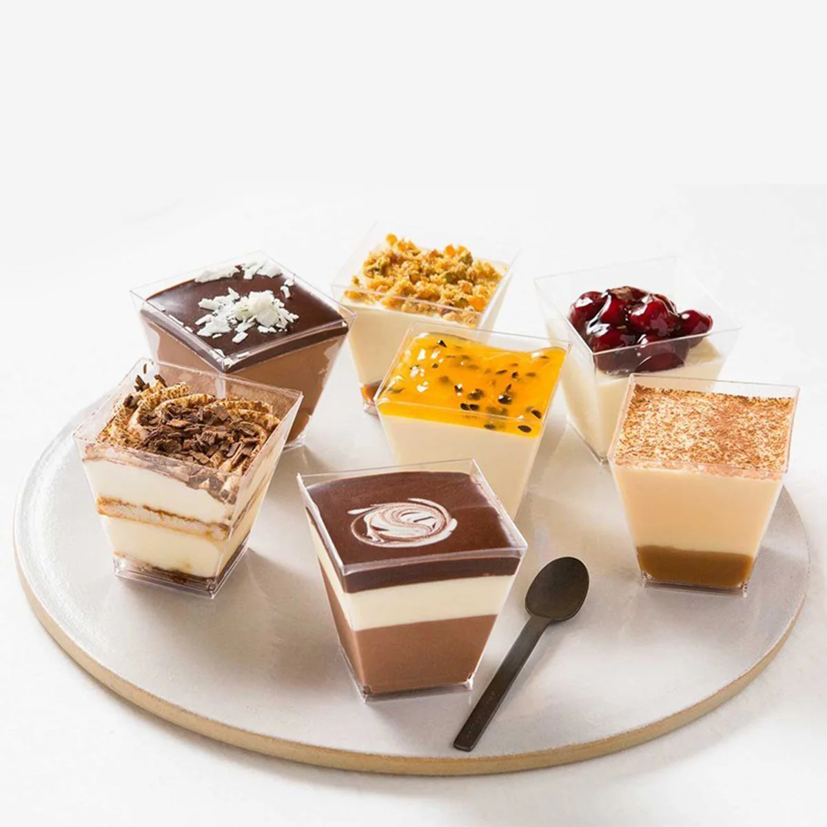 

20pcs 60ml Disposable Mousse Cup Thickened Transparent Container Trapezoidal Cup for Jelly Yogurt Dessert Kitchen Bakery Tools