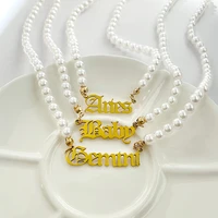 elegant white pearl beaded constellation necklace for women zodiac letter necklace virgo leo constellation collar jewelry gift
