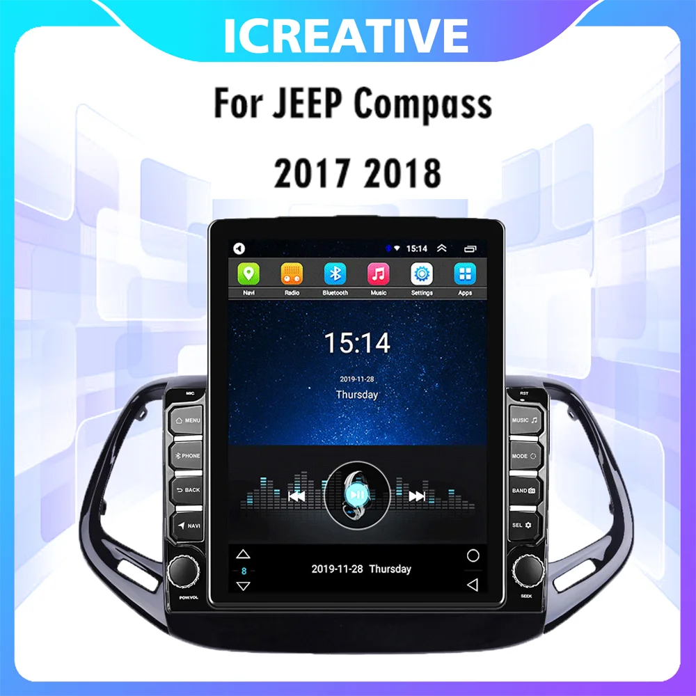 Car Multimedia Player 2 Din 9.7 Tesla Screen For JEEP Compass 2017 2018 GPS Navigator Android Autoradio Stereo Head Unit