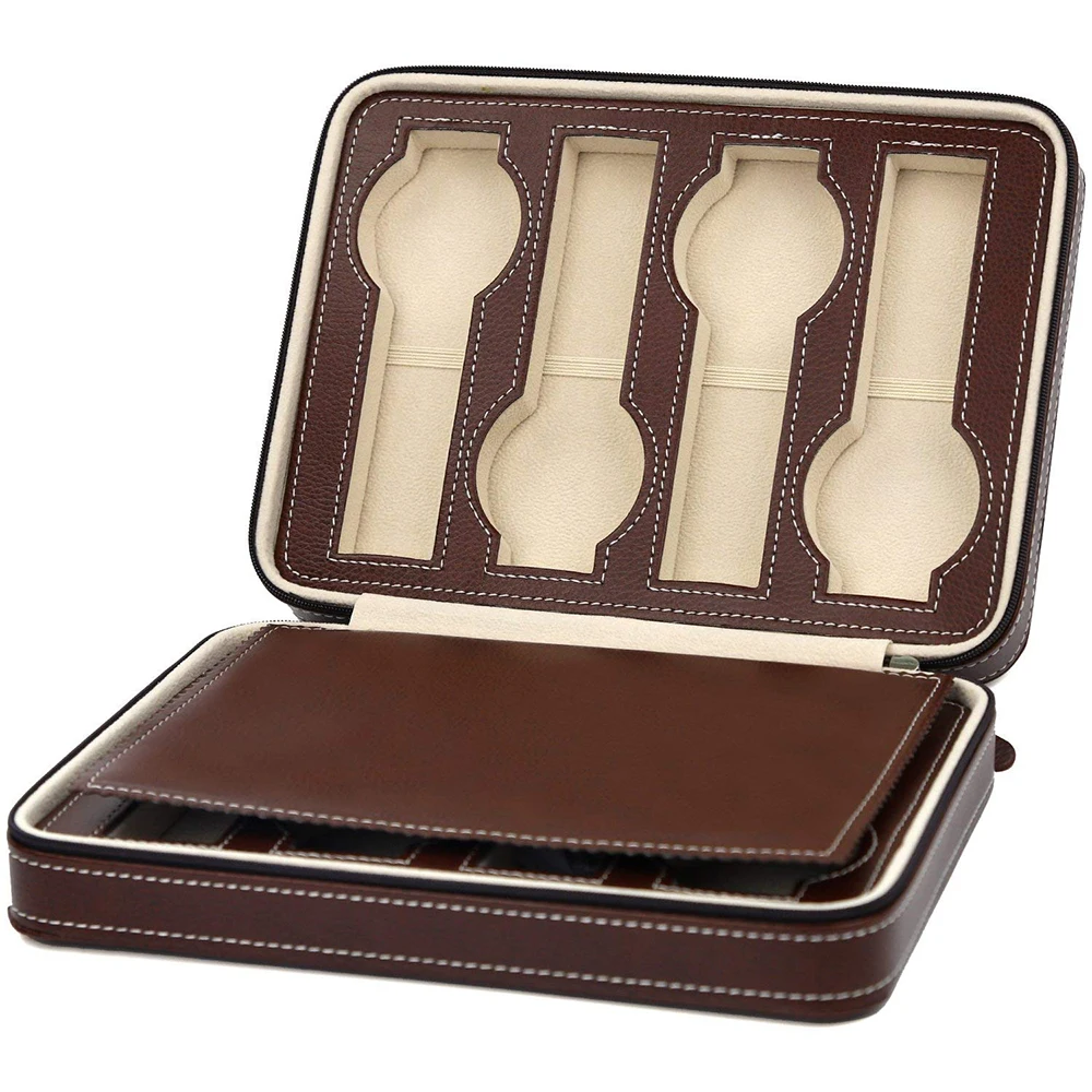 2/4/8 слот коробка для часов из искусственной кожи Портативный часы держатель