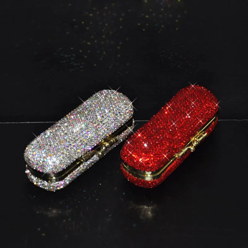 1pc Charming Rhinestone Metal Makeup Organizer with Mirror Small Portable Female Cosmetics Lipstick Storage Box Girls Gift | Дом и сад