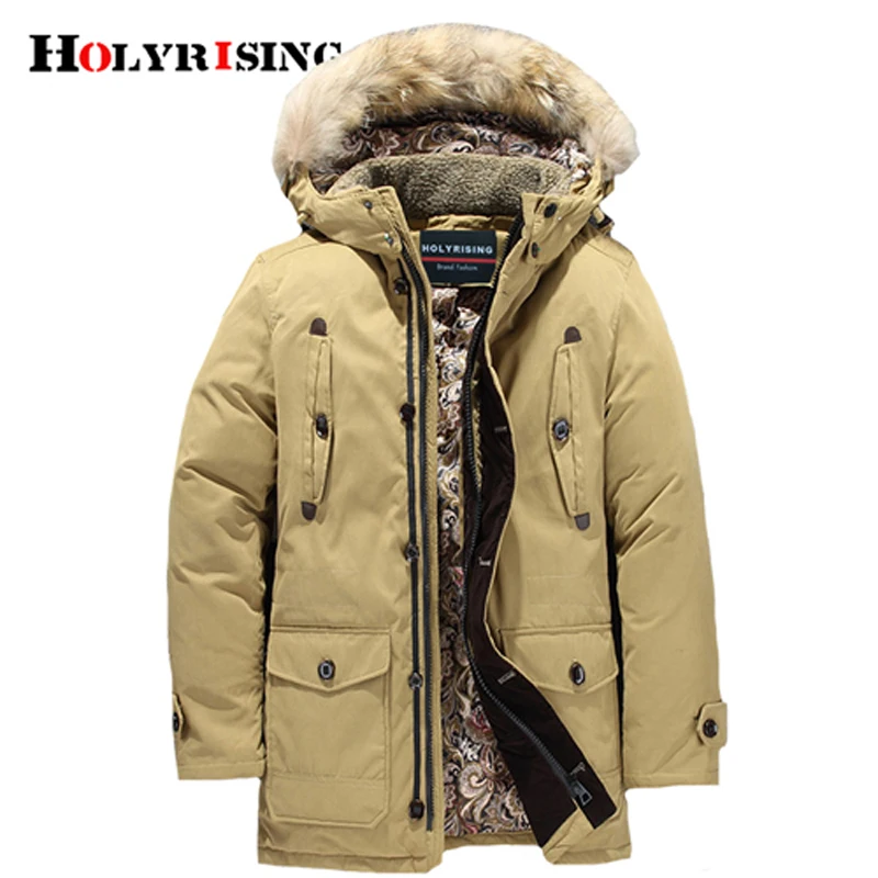 Holyrising Men Down Jackets 50%White Duck Down Warm Winter Overcoats Hooded Thick Outwear Light Male Clothing Apparel 18971-5