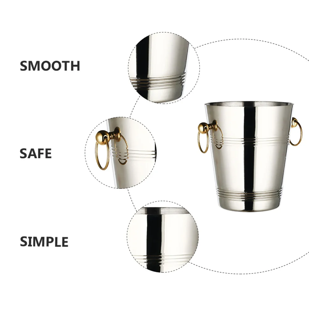

1Pc Delicate Ice Bucket Non-skid Durable Ice Container Bar Ice Holder Silver