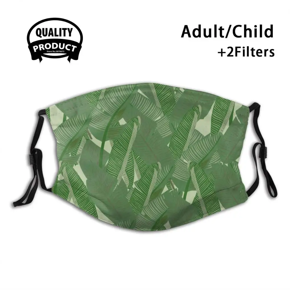 

Многоразовая маска для рта с банановыми листьями, моющаяся маска для лица с фильтром против пыли, маски с рисунком банановых листьев, тропич...