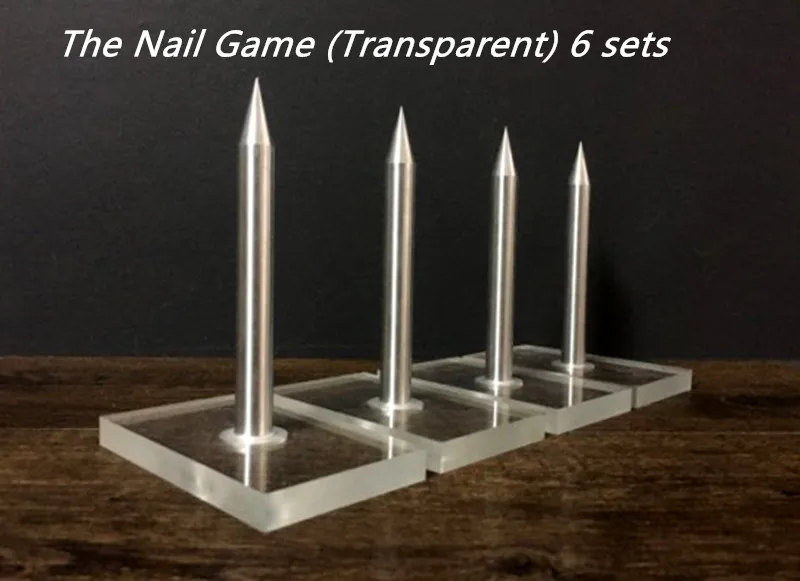 

The Nail Game (Transparent) (6 Nails 6 Blocks) Magic Tricks Crush Paper Bag Magic Close Up Bar Gimmick Props Mentalism Magician