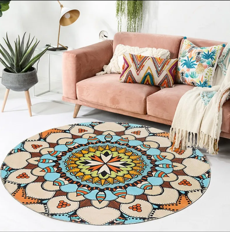Этнический Boho напольный коврик для гардеробной и ковры коврик для йоги с мандалой Хиппи Мандала нескользящий круглый ковер для гостиной