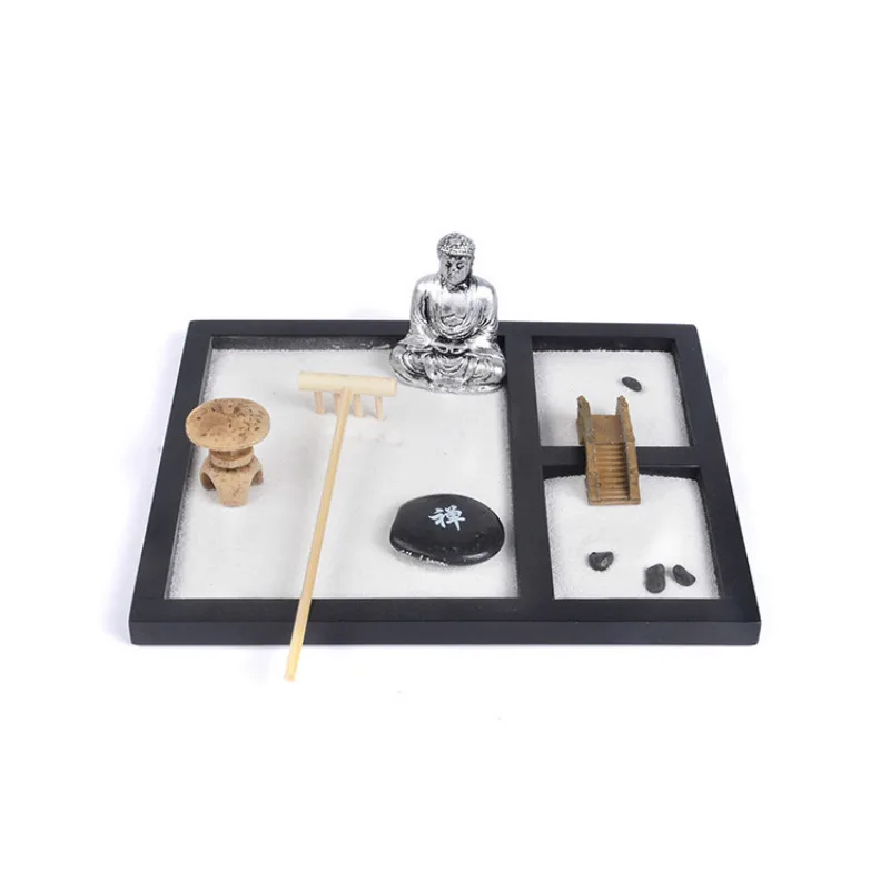 

Zen Garden Sand Meditation Peaceful Relax Decoration Set Spiritual Buddha Paper Crane Sand Tray Micro Landscape Feng Shui Yoga