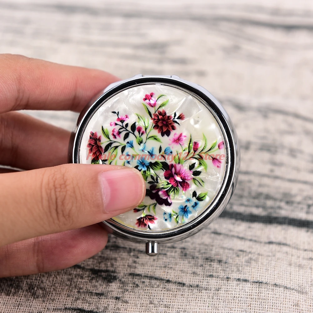 

Hot 3 Cell Metal Round Silver Tablet Pill Boxes Holder Silver Pill Boxes Small Case Tablet Container Metal Round Case
