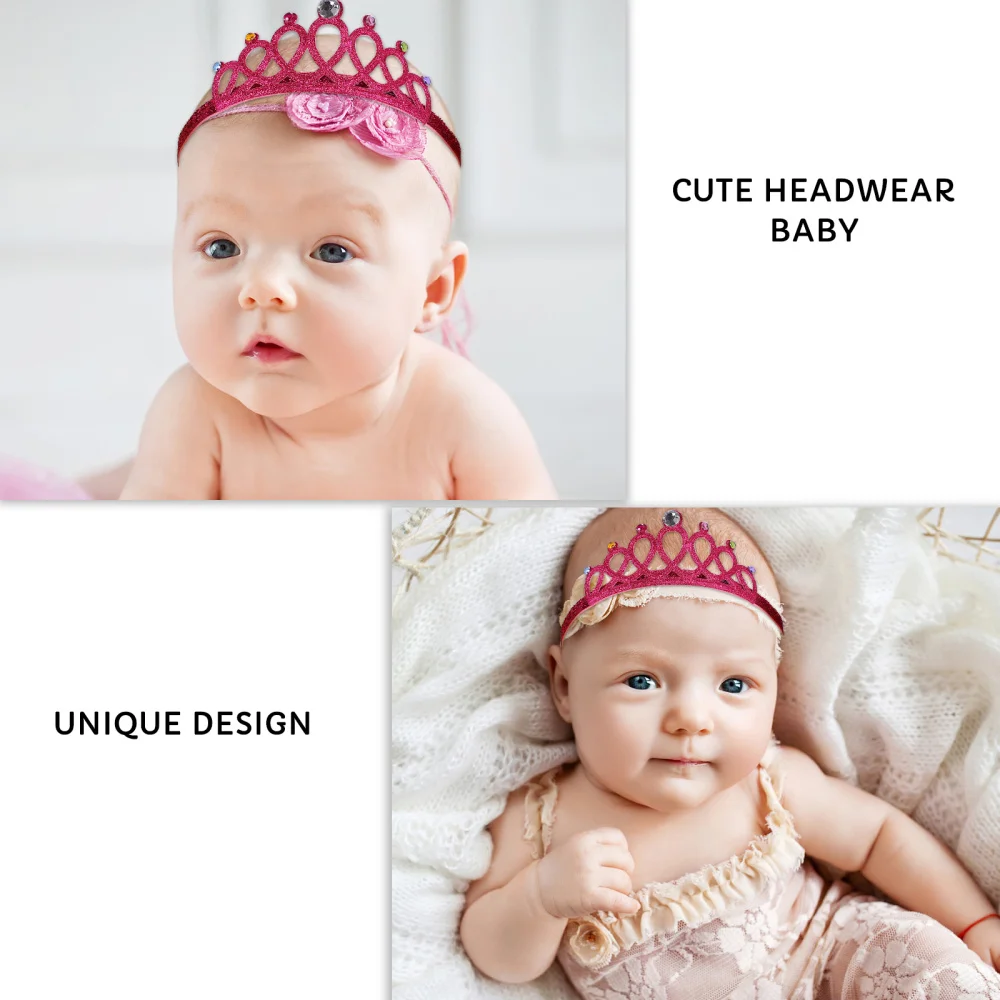 

5 Pcs Baby Girls Shimmering Crown Headbands Rhinestone Tiara Girls