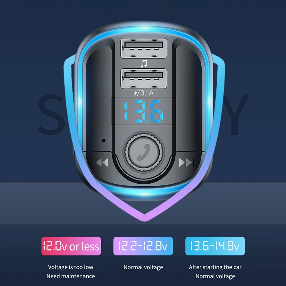 Автомобильный FM-трансмиттер AOSHIKE Bluetooth 5 0 FM-радио модулятор автомобильный