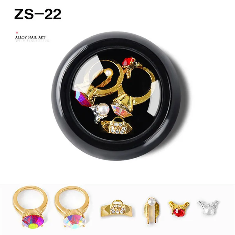 ZS-22 Новинка, 1 коробка, в форме капли воды/банта, цветные стразы для дизайна ногтей, сплав, стеклянные камни, сделай сам, для маникюра, драгоценные камни, аксессуары для ногтей - Цвет: ZS-22
