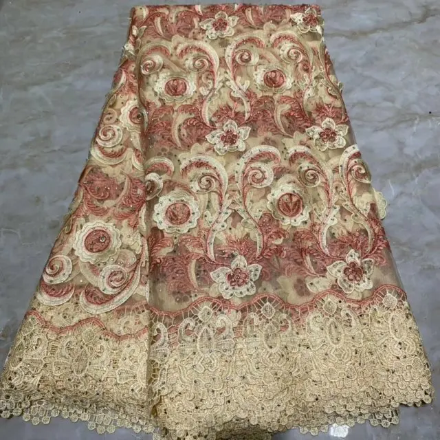 Золотое Настоящее французское кружево швейцарский Тюль кружевная ткань