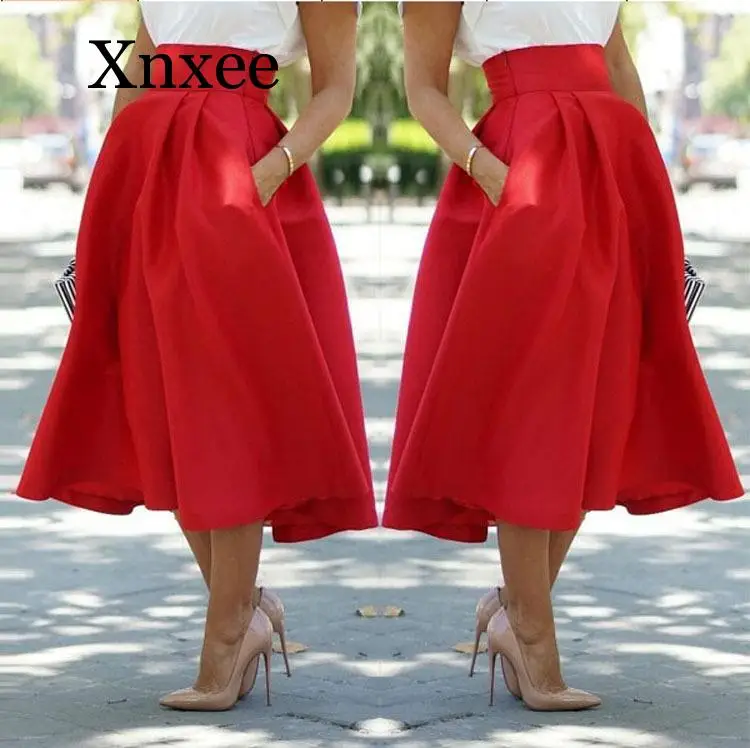 

Юбка Женская длинная Плиссированная до середины икры, с карманами и высокой талией