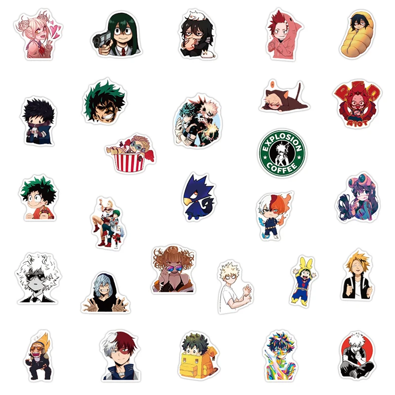 

10/30/50Pcs Anime My Hero Academia Car Stickers For Laptop Skateboard Luggage Midoriya Might Boku No Hero Academia Character