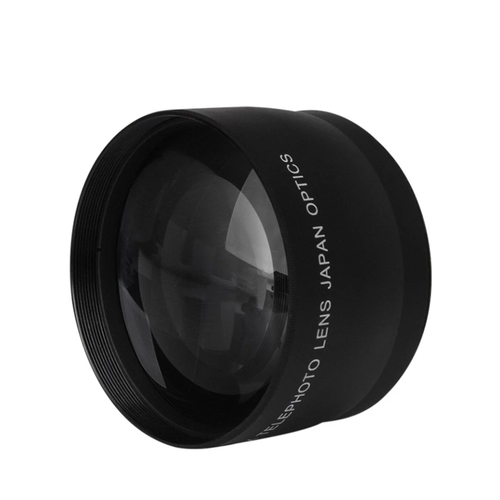 

58mm 2X Telephoto Lens Wide Angle Durable Converter Alloy High Definition Black Practical With Bag For Canon DSLR Camera