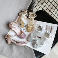 baby girl shoes princess fashion sequins low heel summer girls sandals cute bowknot kids girls party shoes size 26 35 smg077