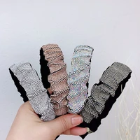 trendy width folds hot drilling headband colorful flash drilling hair bands women hair accessories party headdress