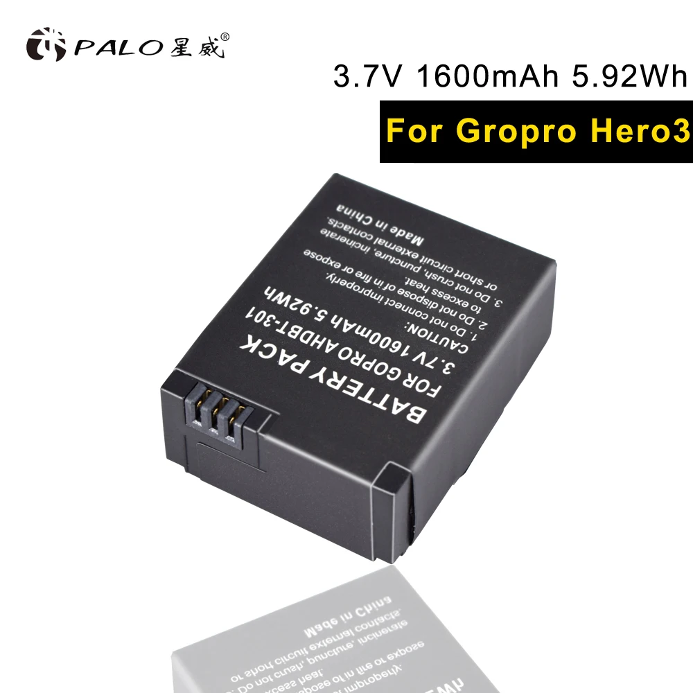 

PALO new 1pcs digital camera battery AHDBT-301 302 rechargeable Battery case For GoPro/HERO3 12M 11M 5MAction camera accessories