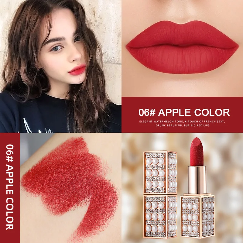 Apple Color Горячая Распродажа, матовая водостойкая помада, матовая губная помада, 6 популярных цветов, помада для губ, косметическая, коричневая, красная, матовая губная помада для макияжа - Цвет: Apple Color