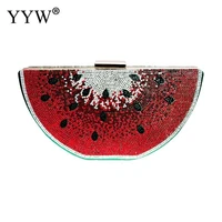 designer clutch watermelon kiwi shape with rhinestone for women wedding cocktail party handbag prom purse crystal clutch