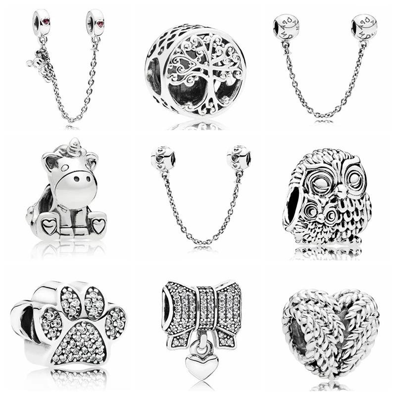 

Hot Sale Genuine 925 Sterling Silver Pendant Lucky Charm Owl Animal Zircon Beads Fit Original Bracelet Necklace DIY Jewelry