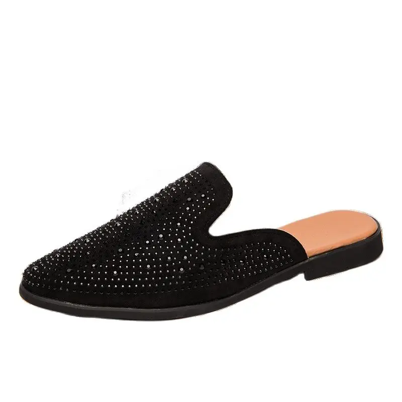 

Mules Men Half Shoes Mens Shoes Casual Fashion Designer Shoes Men High Quality Rhinestone Chaussures Homme Luxe Erkek Ayakkabi