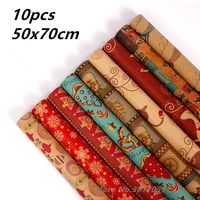10pcs 50x70cm christmas gift packing paper retro style kraft paper christmas home decoration new year party supply