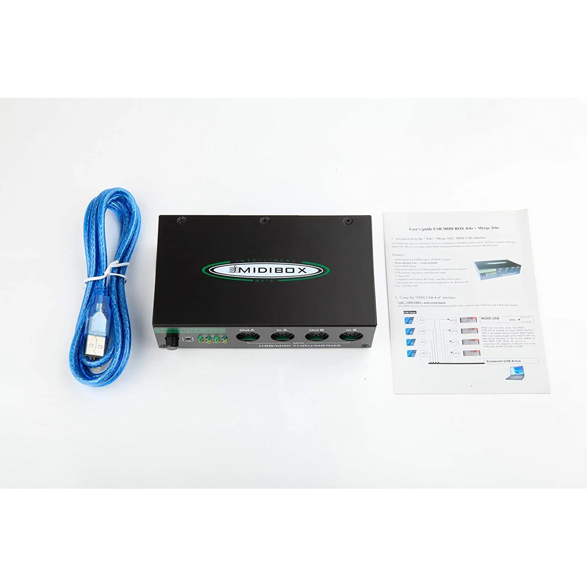 MIDI Box Musical Instruments USB Interface Merge Thru 64 Channels Guitar Parts &amp Accessories | Спорт и развлечения