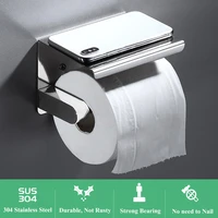free punch 304stainless steel toilet paper roll holder toilet paper towel rack anti rust waterproof toilet paper shelf dispenser