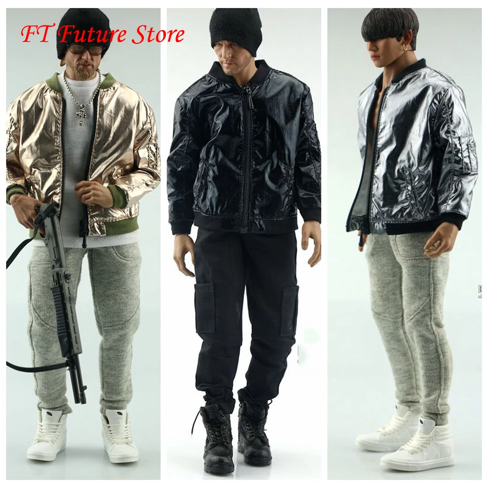 

In Stock 1/6 Scale Male Figure Accessory Baseball Shirt Style Jacket Bright Leather Faux Leather Model for 12'' Body