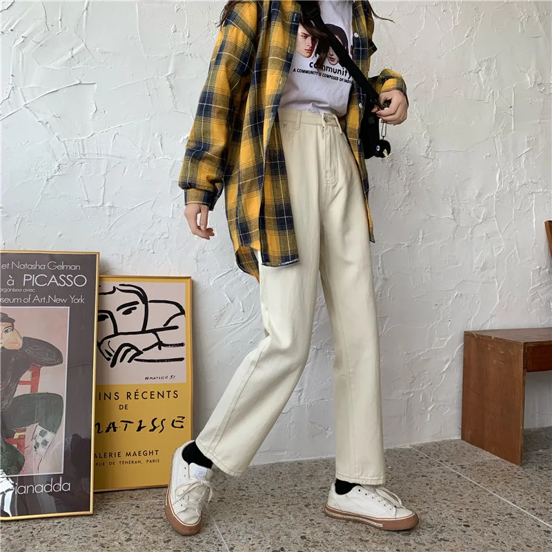 

YTX823 women Casual pants students all-match high waist slim nine-point jeans
