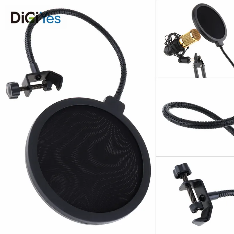 Двухслойный Студийный микрофон Гибкая Ветрозащитная маска Mic Pop фильтр
