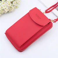 2020 women wallet solid color leather shoulder straps shoulder bag mobile phone big card holdersmultifunctional purs%e2%80%8b