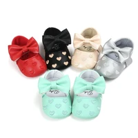 bebe brand pu leather baby boy girl baby moccasins moccs shoes bow fringe soft soled non slip footwear crib shoes