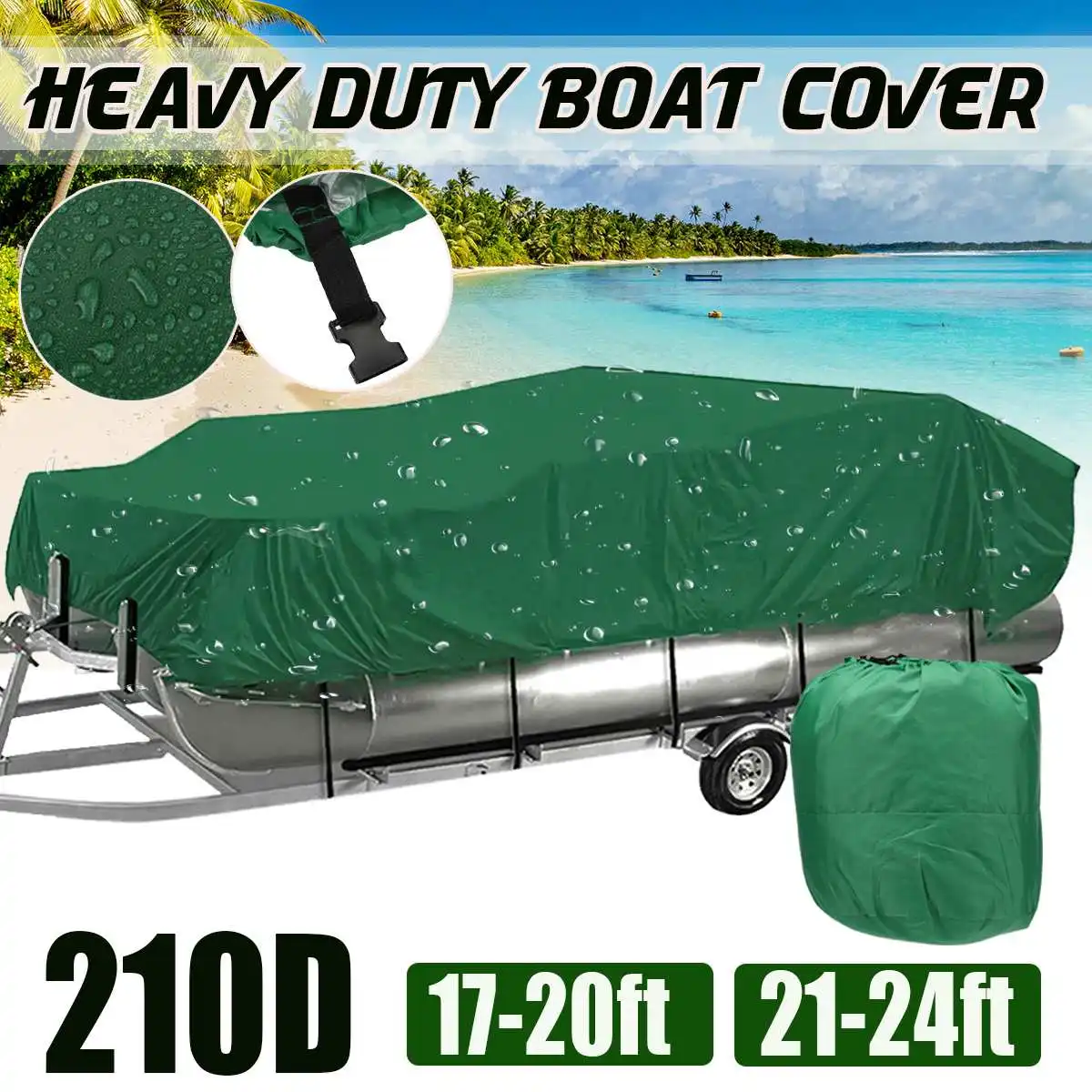 

210D Heavy Duty Pontoon Boat Cover Winter Snow Cover Waterproof Sunshade Dustproof Squared Boat Cover Marine Accessories