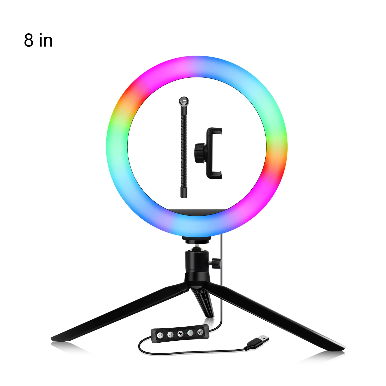 

Светодиодный светильник для селфи RGB со штативом и держателем для мобильного телефона BT затвор с регулируемой яркостью светодиодный светил...