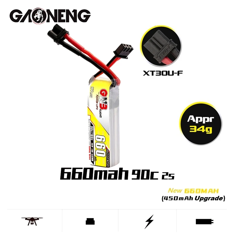 

1/2/3/4/5 шт. GNB Max 180C HV Lipo Battery 2S 7,6 V 660mAh XT30U-F Plug для Happymodel FPV Racing Cine Whoop BetaFPV RC Drone