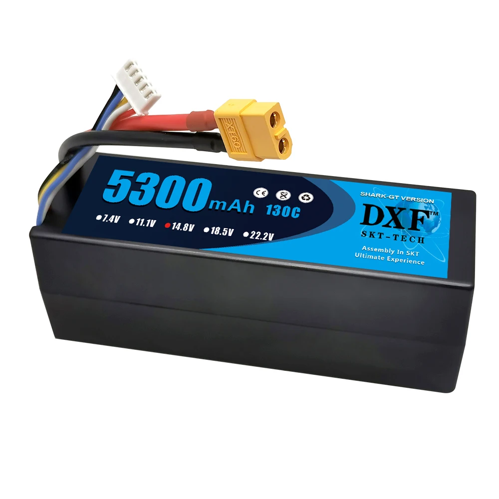 DXF-bater&iacute;a Lipo 2S 3S 4S, 7,4 V, 11,1 V, 14,8 V, 5300mah, 130C, carcasa dura, escala 1/10, para TRXXX Slash 4x4 RC-2