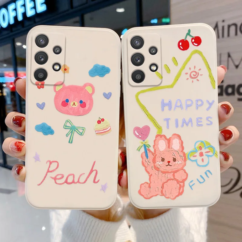 

Silicone Phone Case for Samsung A32 Coque Samsung A51 A52 A31 A12 A72 A71 A30S A10S A02 S21 Ultra S30 Plus Cartoon Full Cover