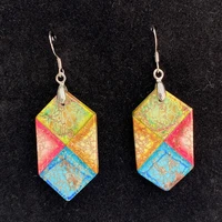 1pair turquoise colorful hexagon earrings for women multi color natural stone charms diy jewelry making supplies accessories