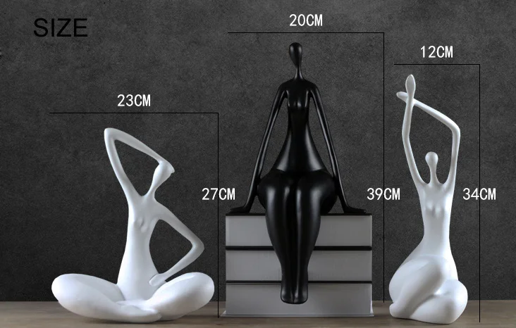 

White/black Modern Simple Abstract Female Characters Sculpture Home Decors Crafts Ornaments Model Creative Ornaments Furnishings