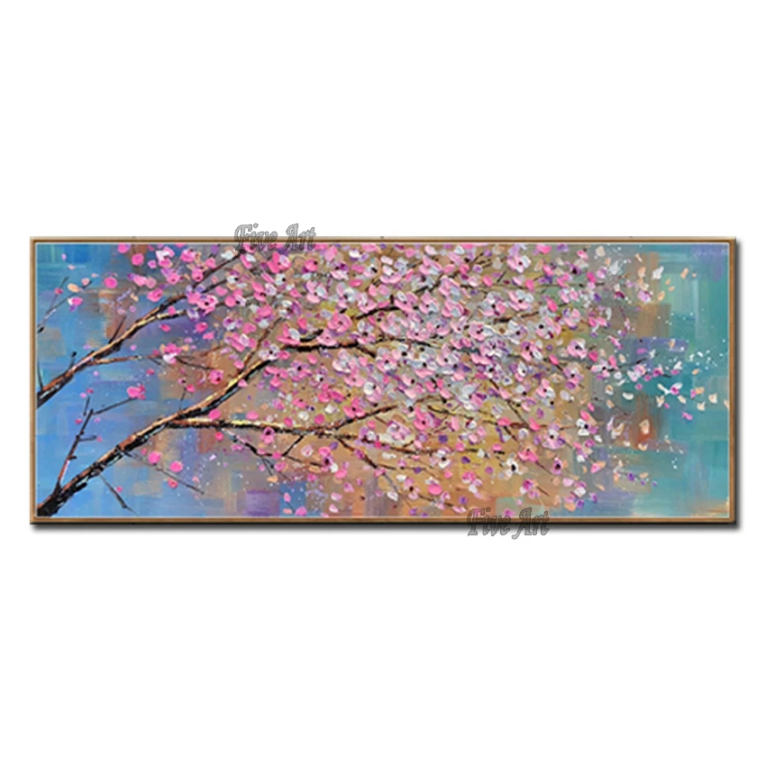 

100% Hand-painted Knife Textured Thick Flower Oil Paintings Canvas Wall Art Unframed Wall Hangings Plum Paintings Artwork